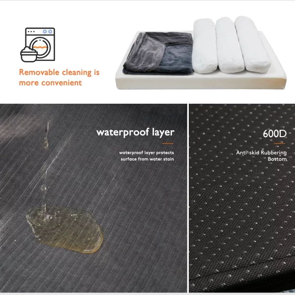 Three-sided bolsters on XXL dog bed, head and neck support