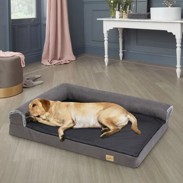 Side view of the orthopedic dog bed highlighting bolster height
