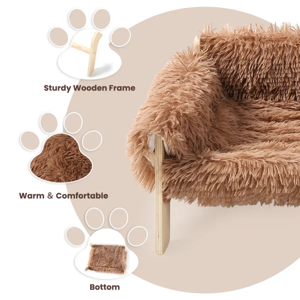 Wooden legs of the cat sofa bed, demonstrating stability.
