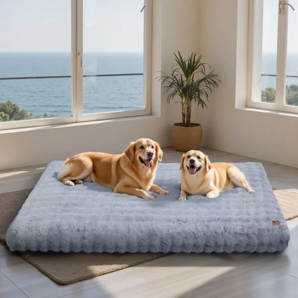 Dog bed with waterproof inner layer detail.