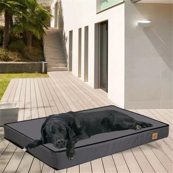 Orthopaedic dog bed, side profile, highlighting thickness and support.