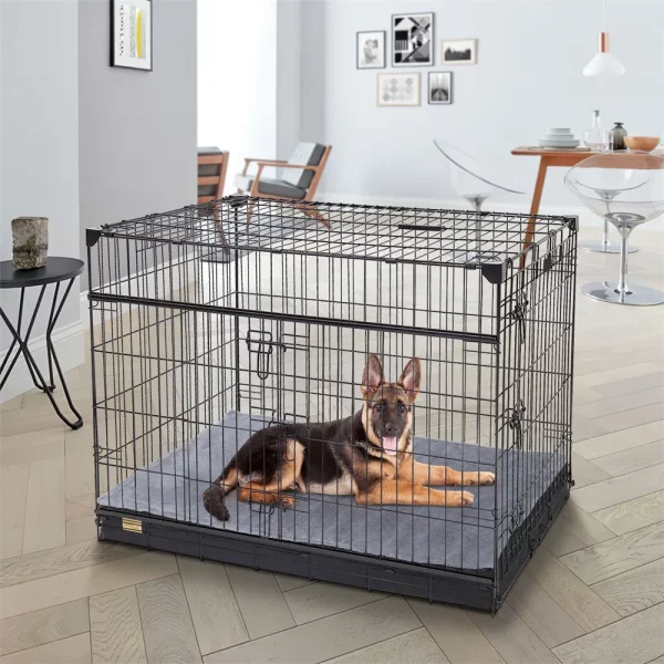 Dog bed with removable cover, showing zipper detail.