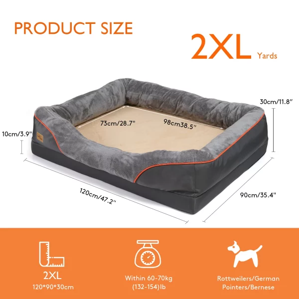 A dog resting comfortably on the large orthopedic dog bed