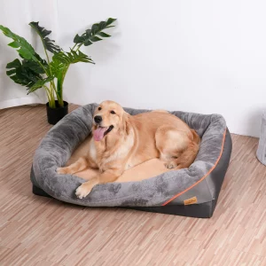 Front view of the grey jumbo orthopedic dog bed