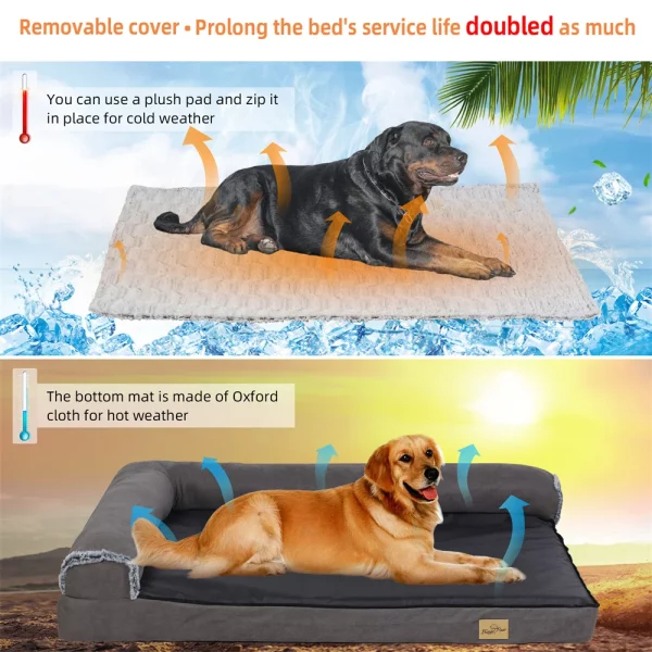xxl xl large orthopedic dog bed, non-slip base, stability feature