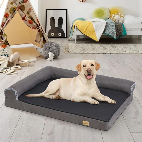 xxl xl large orthopedic dog bed, plush interior, dog resting