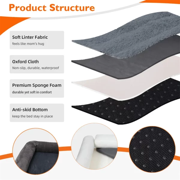 Dog bed with removable cover, showing zipper for easy washing