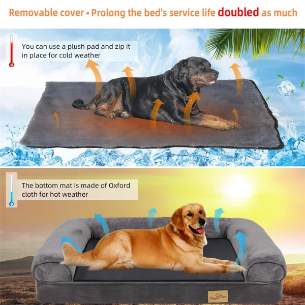 Large dog sofa bed, multiple dogs resting comfortably together