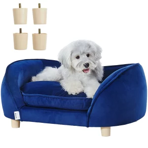 Front view of a medium dog sofa bed in a stylish living room setting