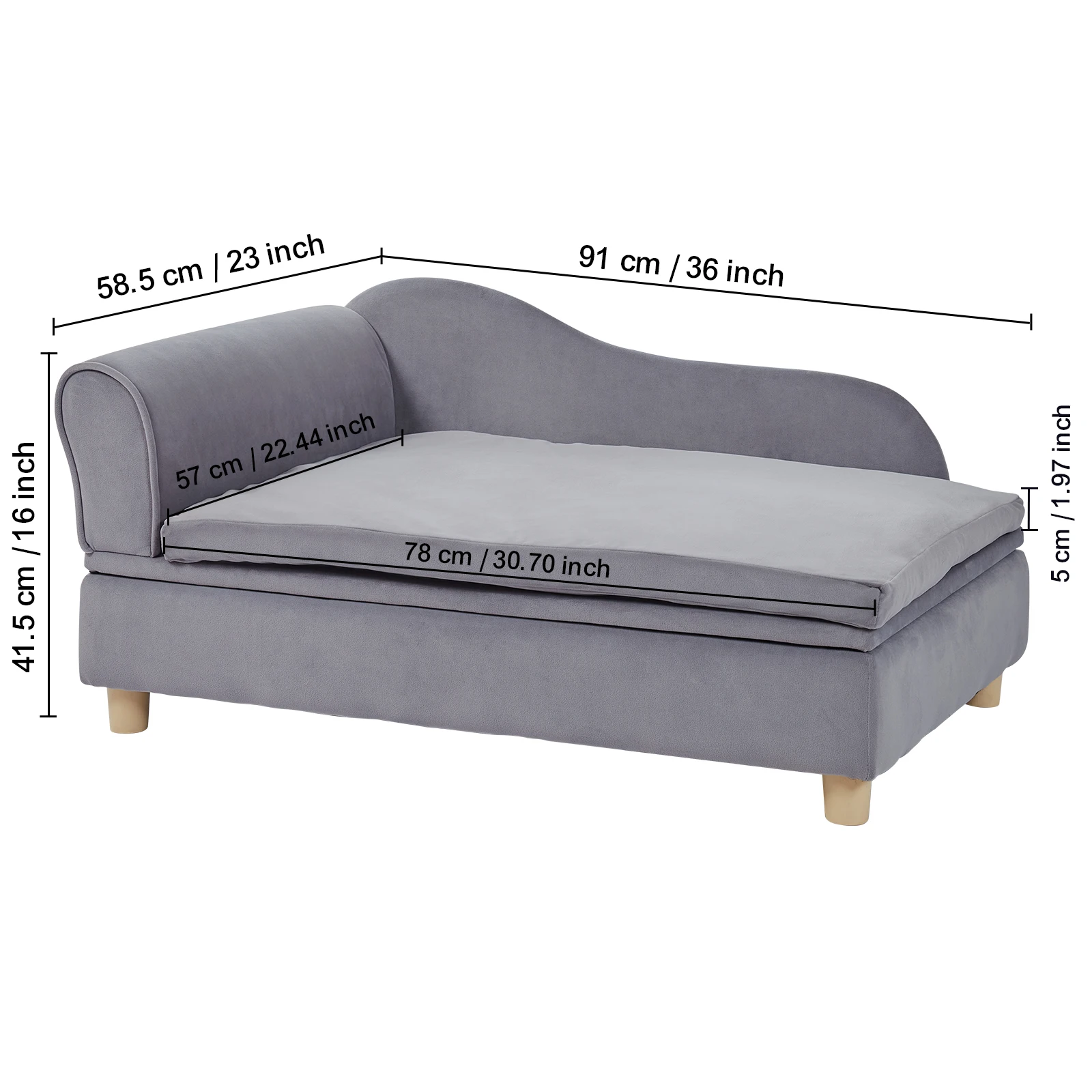 Grey 36x23x16 in