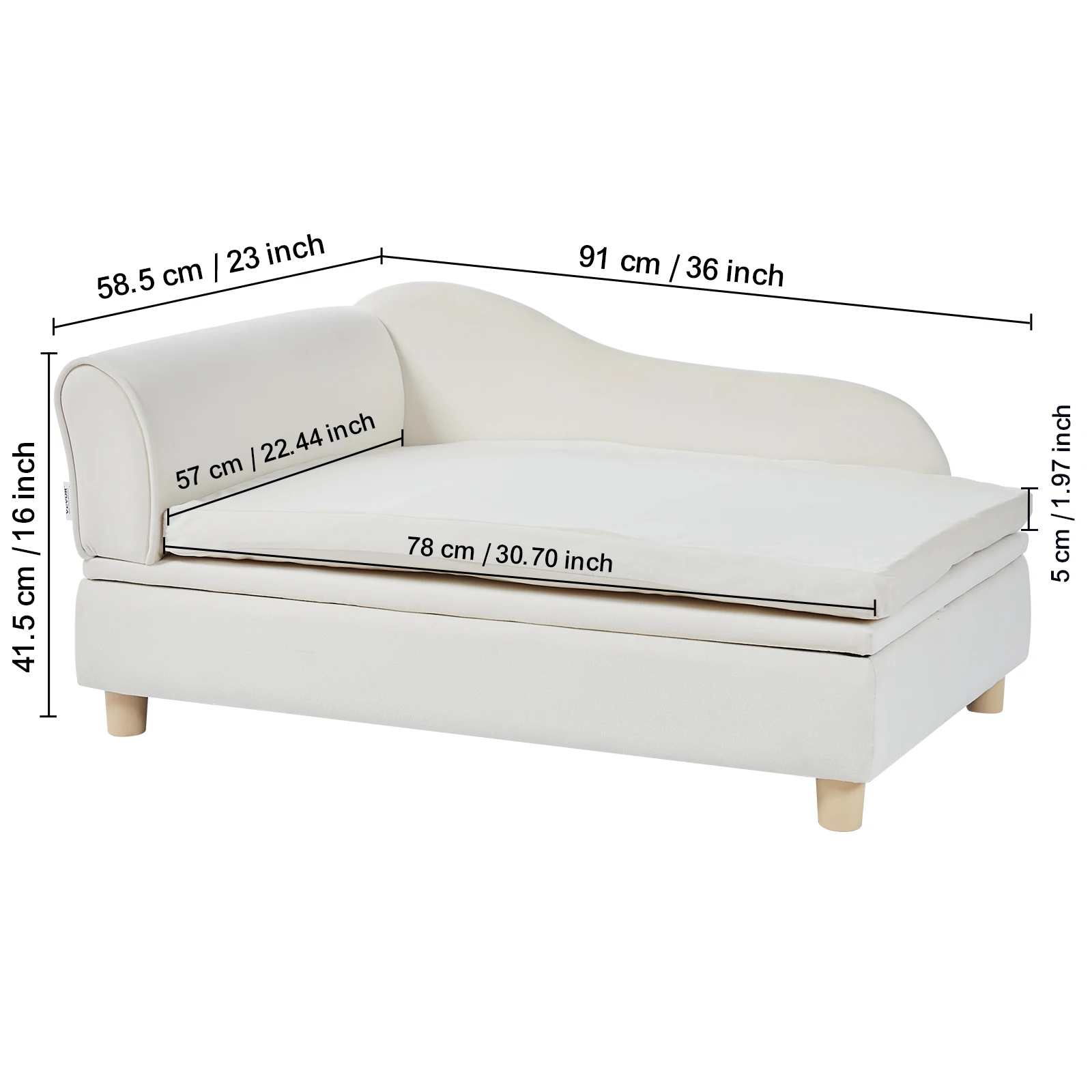 White 36x23x16 in