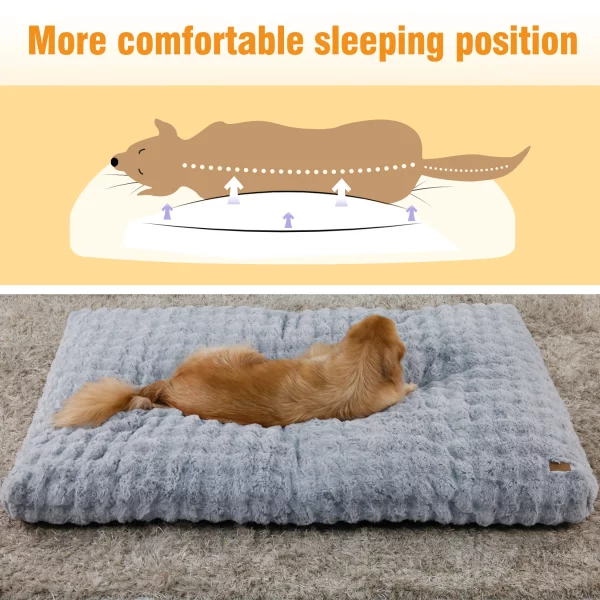 Supportive bolster edge on a plush dog bed for headrest