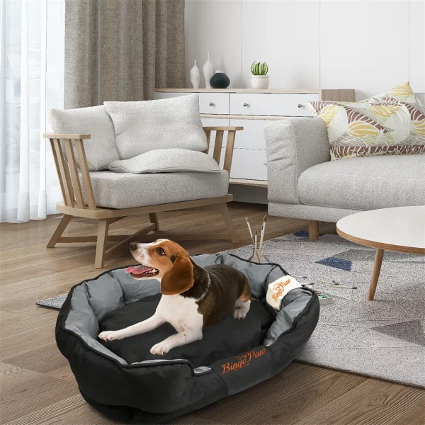 Top-down view of soft dog bed, highlighting spacious interior