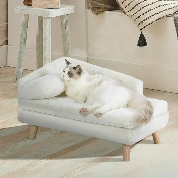 Soft dog bed in outdoor garden setting