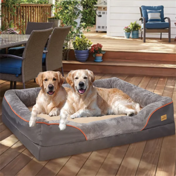 Dog relaxing on extra large orthopedic dog bed, showcasing ample space.