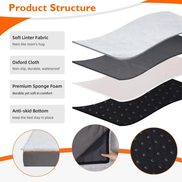 Bottom view of dog bed, anti-slip Oxford cloth base