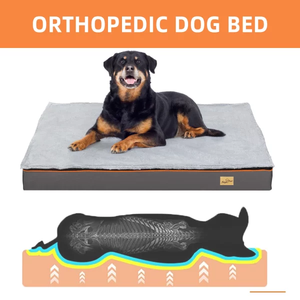 Orthopedic dog bed fitting inside a dog crate