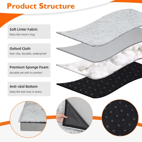 Durable, non-slip 600D Oxford cloth base of the orthopedic dog bed