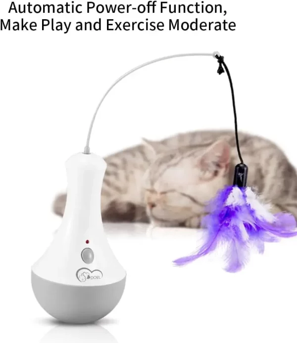 Close-up of the white automatic cat interactive toy base