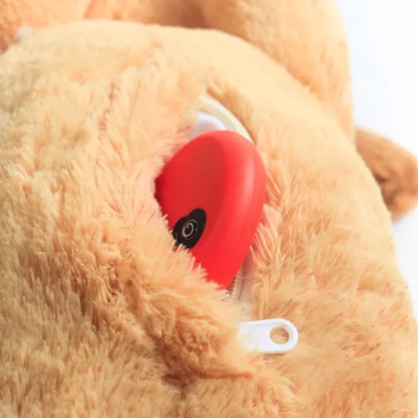 Detail shot of the heartbeat puppy toy's texture and stitching