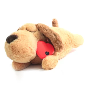 Front view of the plush heartbeat puppy toy