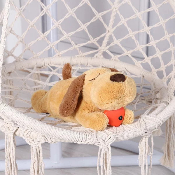 Close-up of the heartbeat puppy toy's friendly face