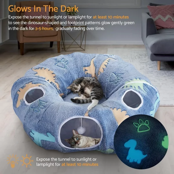 Cat tunnel with four entry points and two peekaboo holes for interactive play