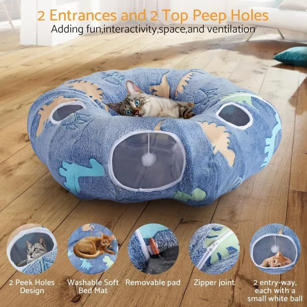 Compact, folded view of the cat tunnel for easy storage and portability