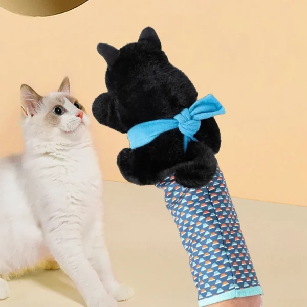 Detailed view of the cat wrestling toy's stitching and material