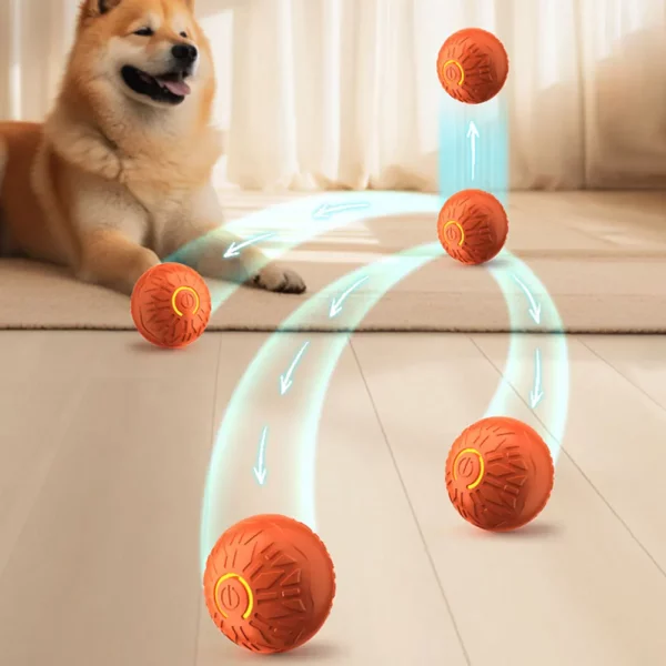 Automatic rolling cat ball toy in motion on a floor