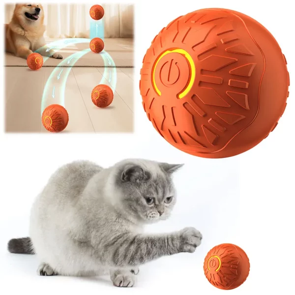 Close-up of the interactive cat ball toy's textured surface for grip