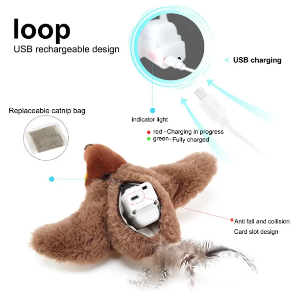 USB charging port on the electronic cat toy