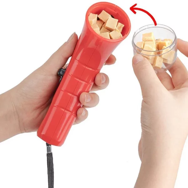 Red interactive dog treat dispenser toy