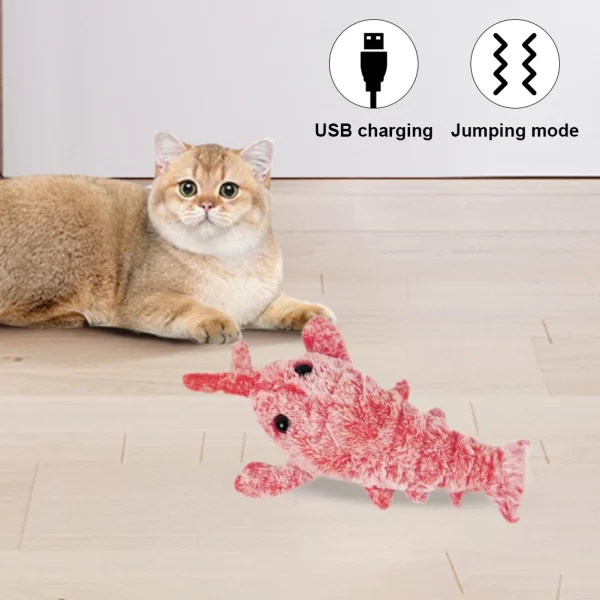 Lobster pet toy showing its soft texture and stitching