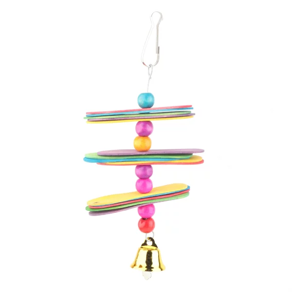 Parrot cage swing toy hanging inside a bird cage