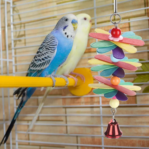 Multiple colourful beads on the bird cage swing toy