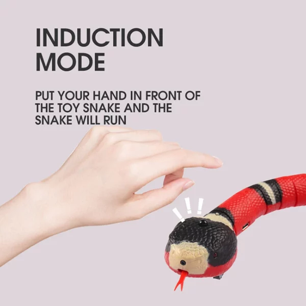 Close-up of the Smart Sensing Snake Cat Toy's head, highlighting its textured finish and eye details.