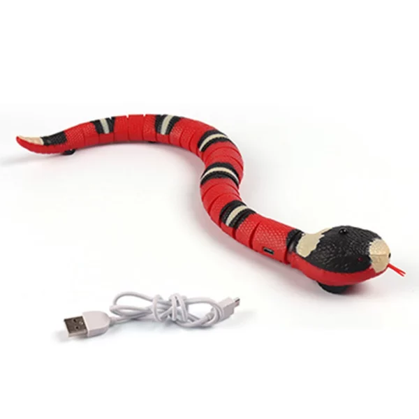 Smart Sensing Snake Rechargeable Moving Electric Cat Snake Toy Automatically Sense Obstacles and Escape Kitten Toys,