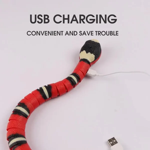 Detail shot of the tail end of the Smart Sensing Snake Cat Toy.