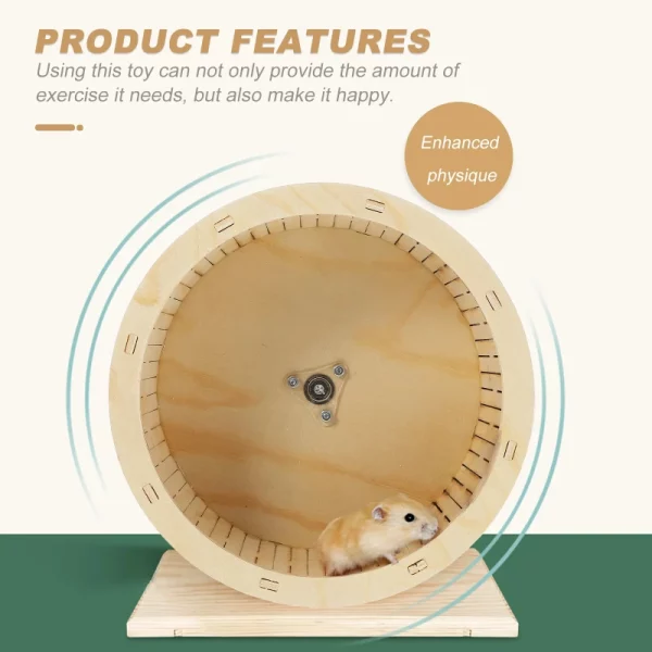 Wooden hamster running wheel, angled view highlighting construction