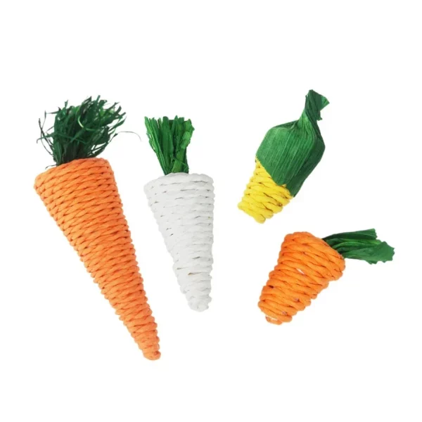 A selection of natural pet chew toys arranged for display.
