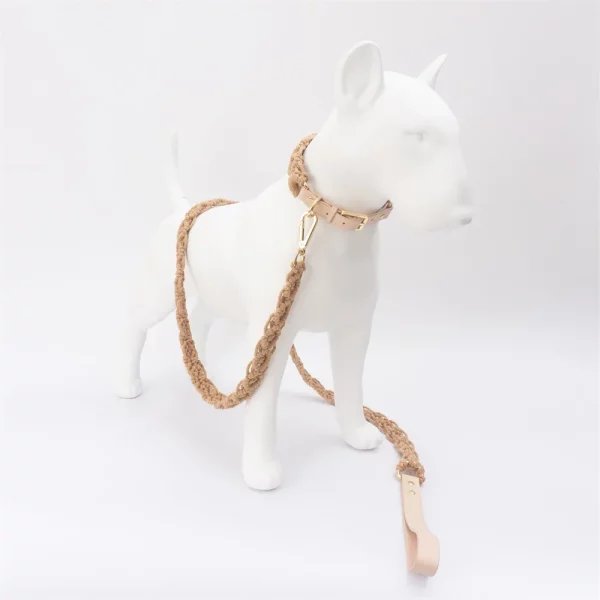 Leather dog leash set in a lifestyle context during an outdoor walk
