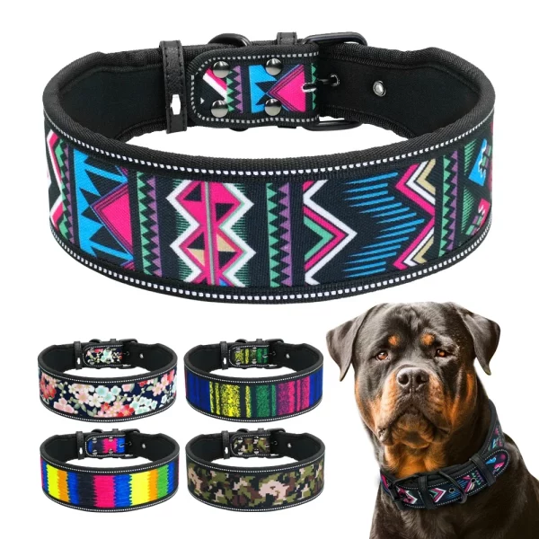 Nylon dog collar, side view showing padded interior