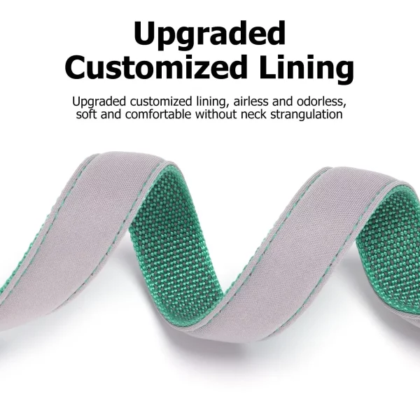 Reflective dog collar with bright reflective strips illuminated, demonstrating night visibility