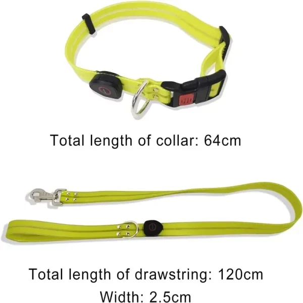 Side view of the adjustable LED dog leash, showing its construction.