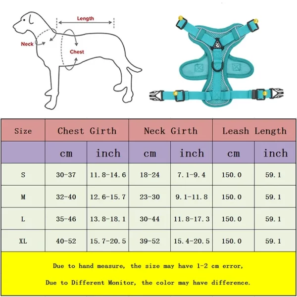 No pull dog harness and leash set, detail of leash connection and quick-release buckle