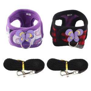 Chinchilla Harness Vest with Leash for Small Pets - for squirrel , Hamster - Red Grid & Purple Heart Design, UNITED