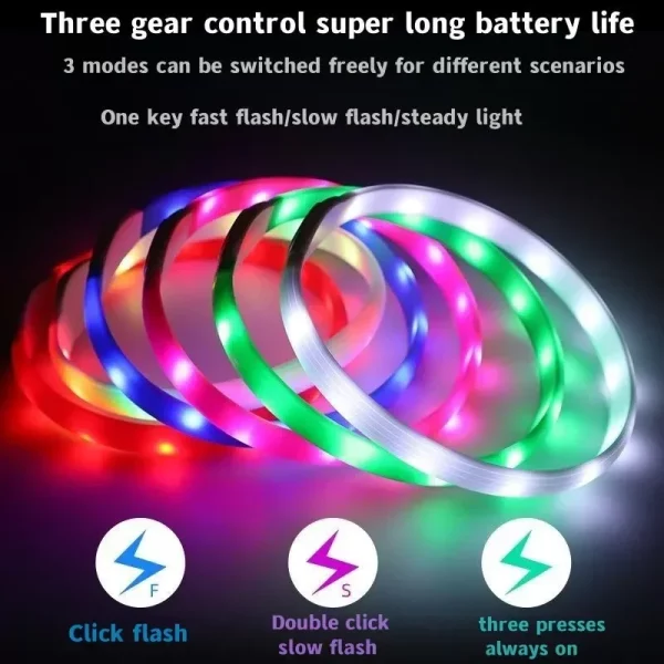 Durable PVC material of the luminous dog collar, waterproof design.