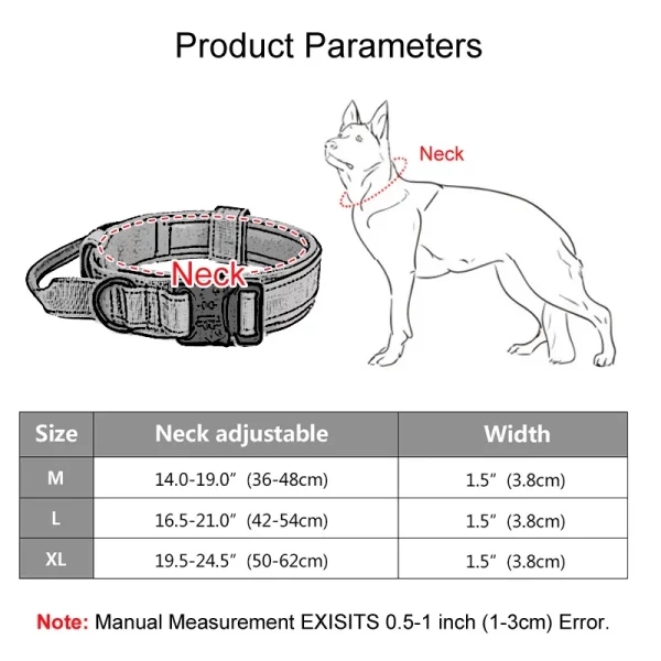 Tactical dog collar and leash set in khaki colour