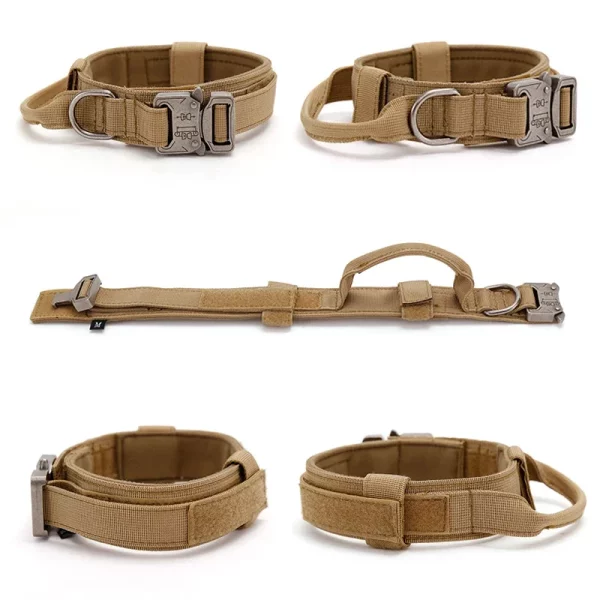 Tactical dog collar and leash set in camouflage pattern